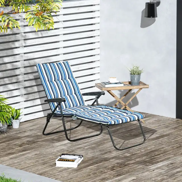 Foldable Lounge Chair, Reclining Patio Sun Lounger with 6-Positi in Patio & Garden Furniture in Markham / York Region - Image 7