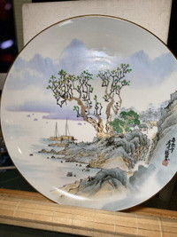 Chinese Handmade Vintage porcelain landscape Plate