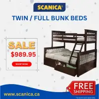 Twin over Full Bunk Beds for Adults & Kids, Cottage Furniture