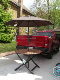 folding patio table with new umbrella