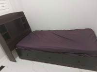 Kids bed on sale with mattress and shelf on the back