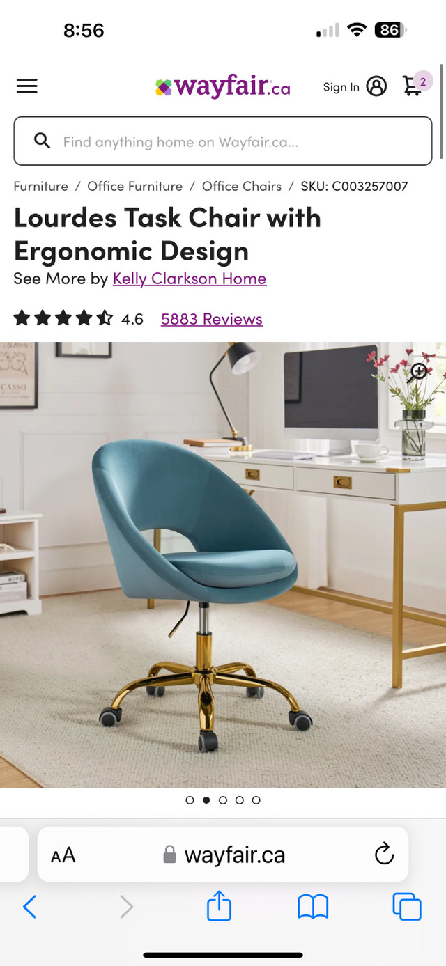 Wayfair kelly clarkson task/computer chair in Chairs & Recliners in Hamilton