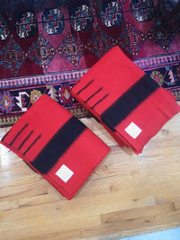 Vintage Hudson Bay wool blanket 3.5 point red and black
