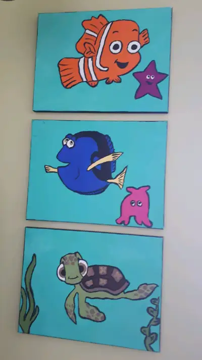 Set of 3 paintings for kids room, View more