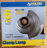 Voltec Industries 6 Foot -18 Gauge Clamp Lamp 8 1/2" Shade