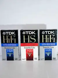 3X TDK Super Avilyn VHS Cassette Tapes- $15 Each 