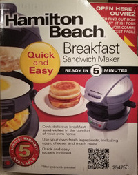 Hamilton Beach Breakfast Sandwich Maker w/ Egg Cooker Ring 25475