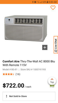 Comfort Aire air conditioner 8000 Btu With Remote 115V