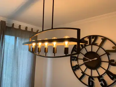 Brushed Bronze Chandelier Light with LED antique bulbs., View more