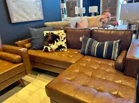 Sectional/Armchair/ Sofa Cognac Faux Leather