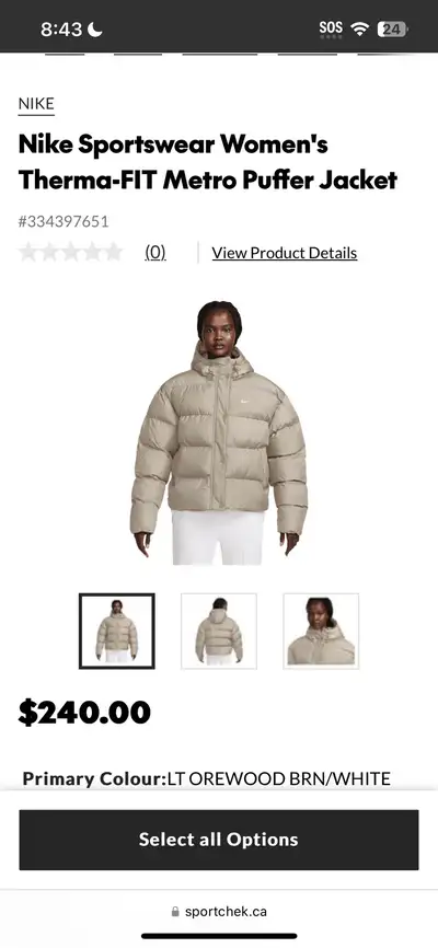 Nike Size Small Puffer Jacket, View more