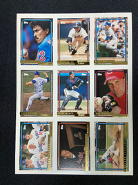 1992 Topps Pre-Production Baseball Card Uncut Sheets - Gold