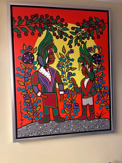 Original acrylic painting by Canadian Indigenous artist Eugene Morrisseau, titled “Two Hummingbird S...