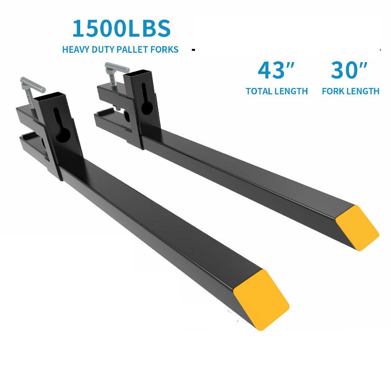 1500lbs 43" Pallet Forks Clamp on Loader Bucket Skidsteer Heavy