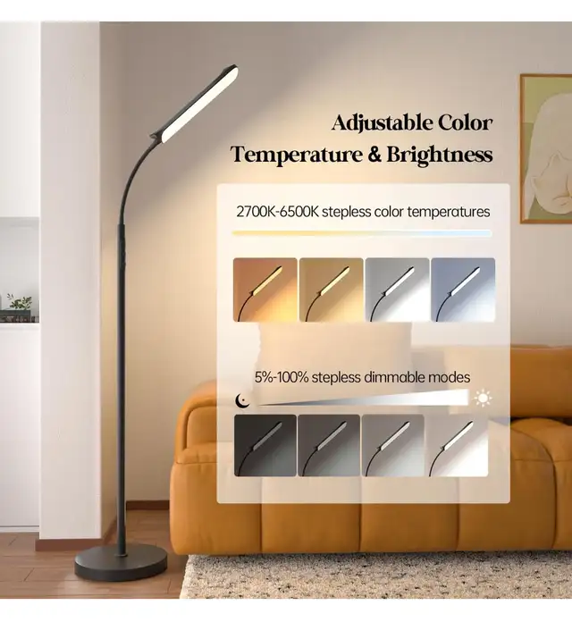 LED Floor Lamp, 18W Super Bright Floor Lamp for Living Room, Adj in Indoor Lighting & Fans in Hamilton - Image 4