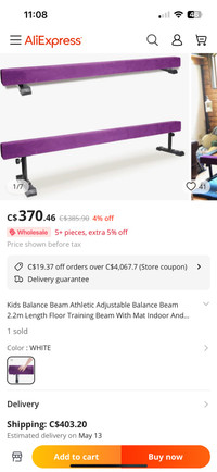 Kids adjustable balance beam