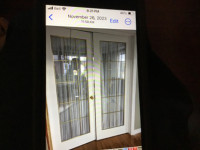 Set of French doors and a 6 light chandelier for sale
