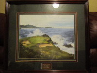 PEBBLE BEACH 7TH HOLE WOOD FRAMED GOLF PICTURE