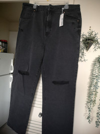 Black ripped knees wide legs jeans. Refuge denim brand, size 15