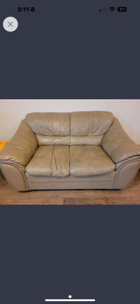 Two seater leather love couch