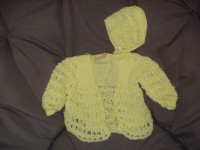 Vintage Baby Sweater, Bonnets, and BIbs