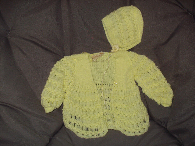 Vintage Baby Sweater, Bonnets, and BIbs in Clothing - 0-3 Months in Kitchener / Waterloo