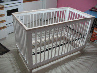 Solid Wood BABY CRIB with Mattress, LIKE NEW