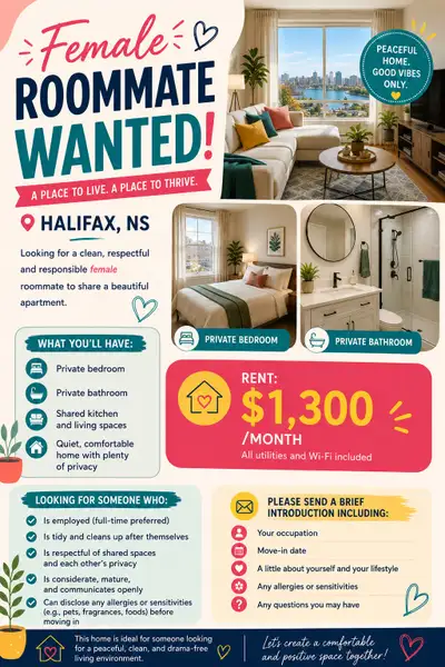Female Roommate to co-sign lease