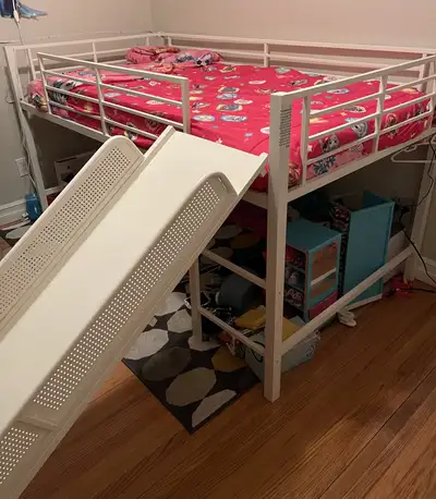 Twin Metal Loft Bed with latter and removable slide Ladder, View more