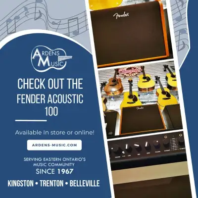 Fender's Acoustic 100 amplifier delivers full, natural tone for acoustic-electric guitar and microph...
