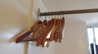 8 VINTAGE  CURVED THICK WOODEN SHIRT HANGERS BUNDLE DEAL