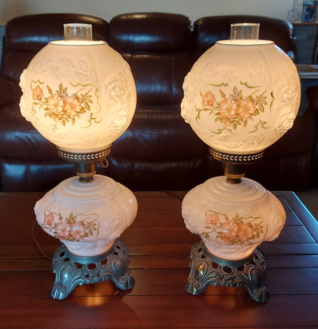 Table Lamps - pair of Decorative Glass Imitation Oil Lamps in Indoor Lighting & Fans in London