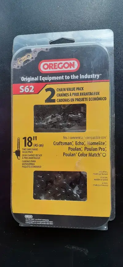 Oregon 18" chains (2) for Chain Saw, new, never used., View more
