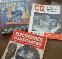 3 Old Magazines Radio-TV, CQ Radio Amateur, Electronics Illus.