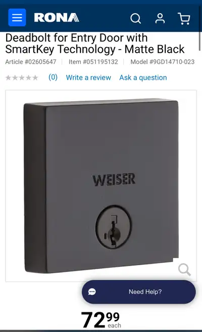 Weiser smart key deadbolt , View more