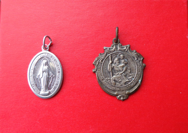 Rare Vintage silver-plated St. Christopher's Medal +  Mary medal in Arts & Collectibles in Saskatoon