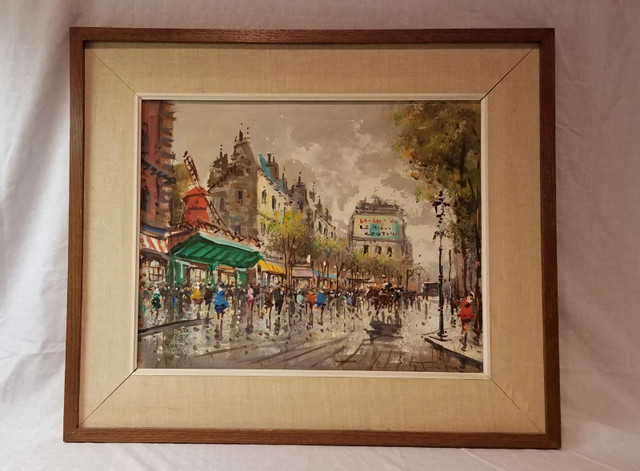 Moulin Rouge Paris scene mcm A DeVity oil painting original 1950 in Arts & Collectibles in Ottawa - Image 2