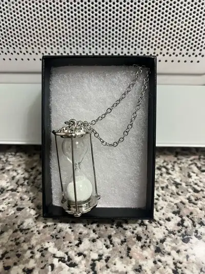Sand Hourglass Silver Tone Pendant Necklace, View more