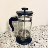French press coffee tea maker, glass/stainless steel 