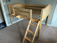 Double Full kids low loft bed and side table 