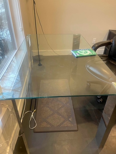 Glass Table / Glass Desk with Chrome Finish Legs in Desks in Edmonton