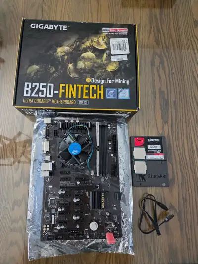 Lot Gigabyte B250 Fintech + 2x Intel G4400 + 2x SSD 120gb, View more