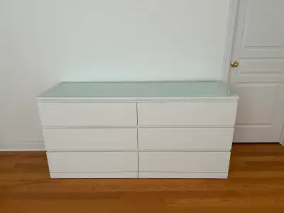 IKEA White 6-Drawer Dresser with Glass Top, View more