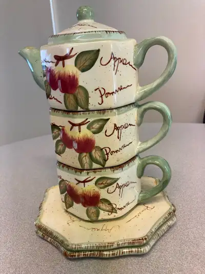 1980’s Vintage Chino Ceramic Teapot, Cups & Saucers, View more