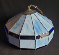 Blue 12 Panelled Stained Glass Light Fixture