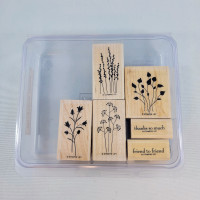 Stamp Set Stampin’ Up! Pocket Silhouettes Flowers Wood Mount Pap