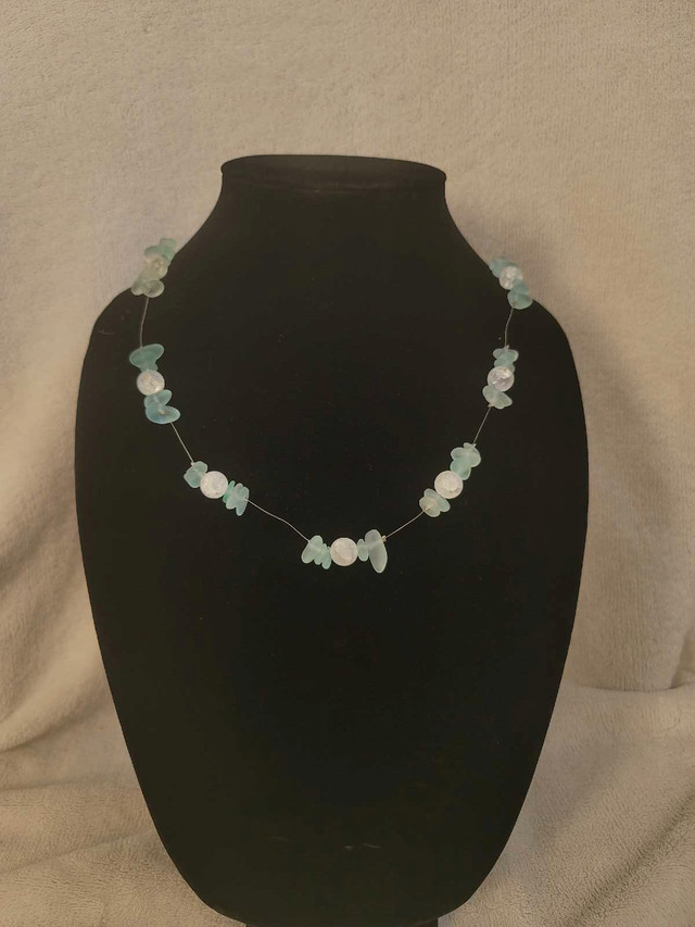 Blue Sea Glass Floating Necklace  in Jewellery & Watches in Brandon