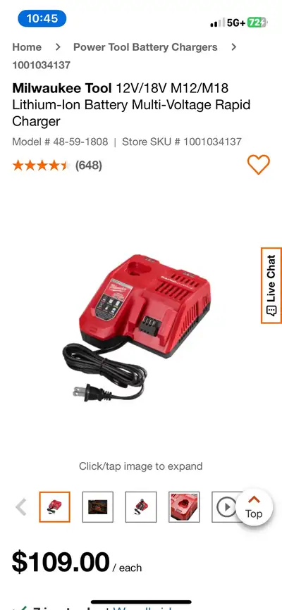 Milwaukee, M18 and M12 battery charger, View more