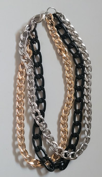 Fashion Jewelry 3 Strand Cuban Link Bracelet  - 10.25" Long 