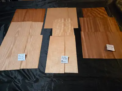 Lot of Assorted Wood Veneer Pieces - Various Species, View more